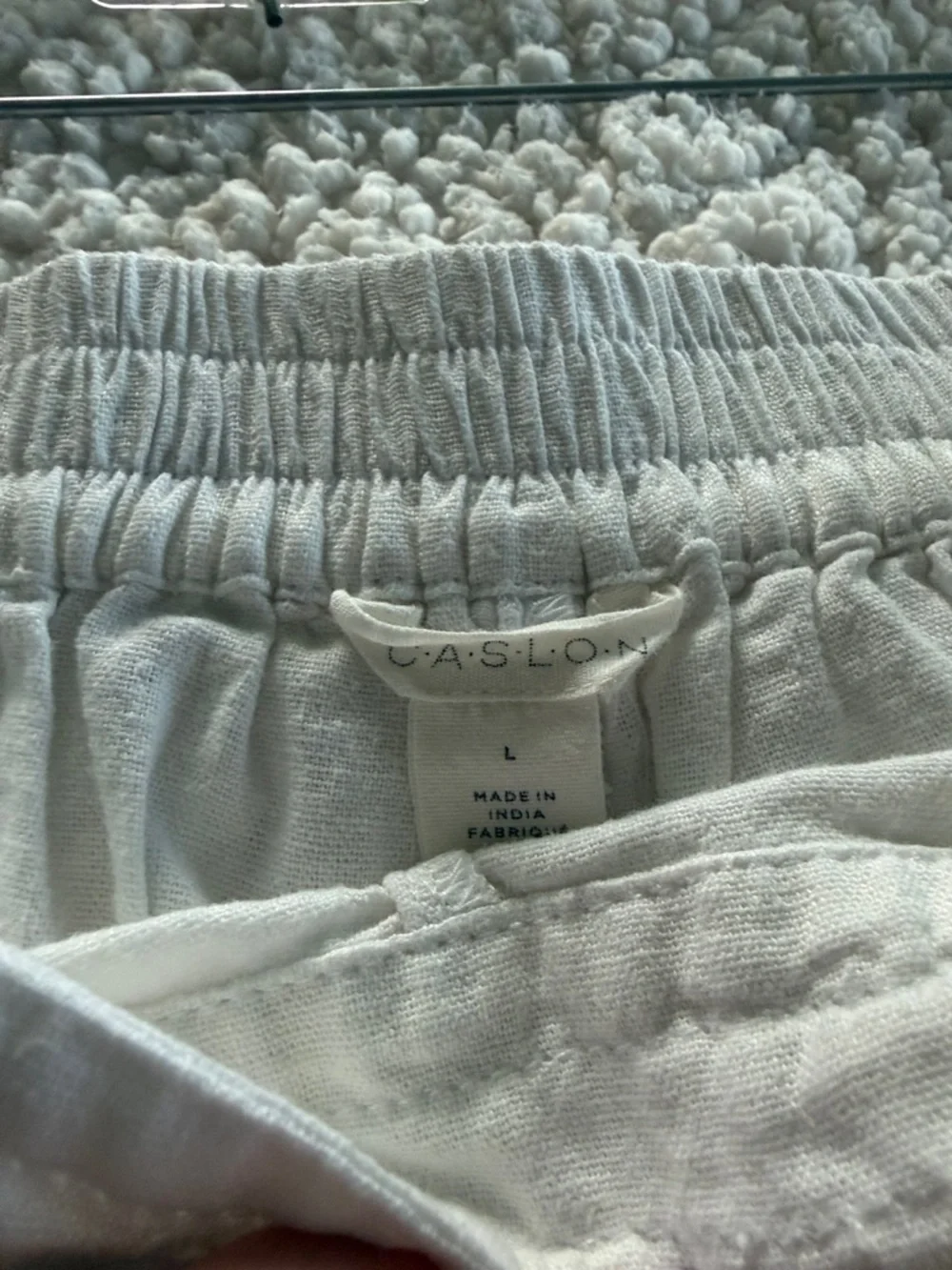 White Women's Linen Drawstring Shorts - Picture 2 of 3